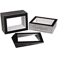 Golden State Art - Juego de 200 Alfombrillas de Fotos de 5 x 7 Color Negro Mate con núcleo Blanco de Corte Biselado para…